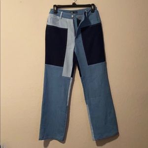 Denim block wide leg jeans